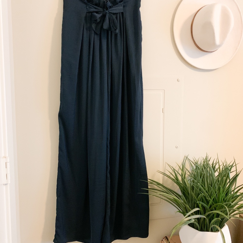 Anthropologie navy silk pants